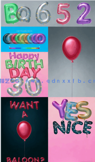 字母数字可爱气球效果文字样式PSD模板合集(图2)
