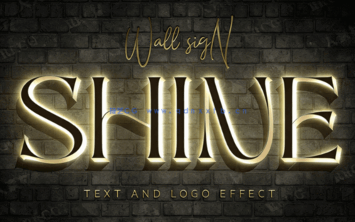 墙体背景发光描边文字PSD模板合集(图5)