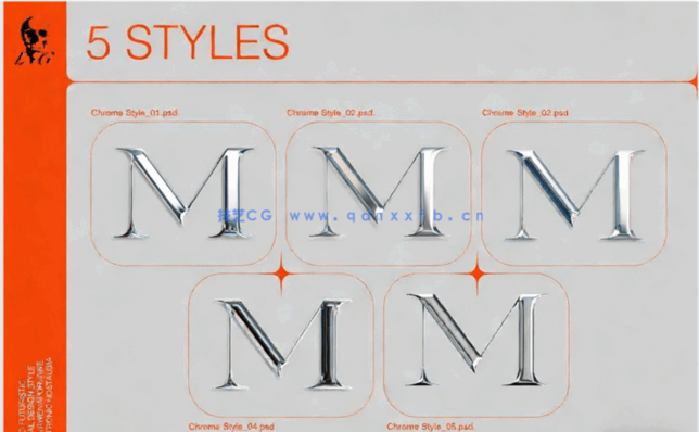 复古镀铬外观风格文字PSD模板合集(图3)