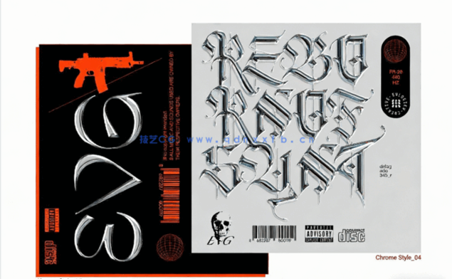 复古镀铬外观风格文字PSD模板合集(图5)