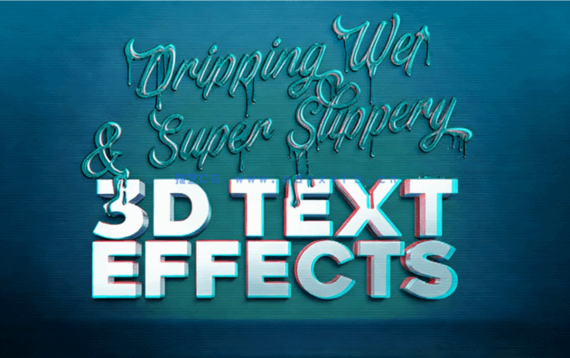 3D液体流出效果文字PSD模板合集(图5)