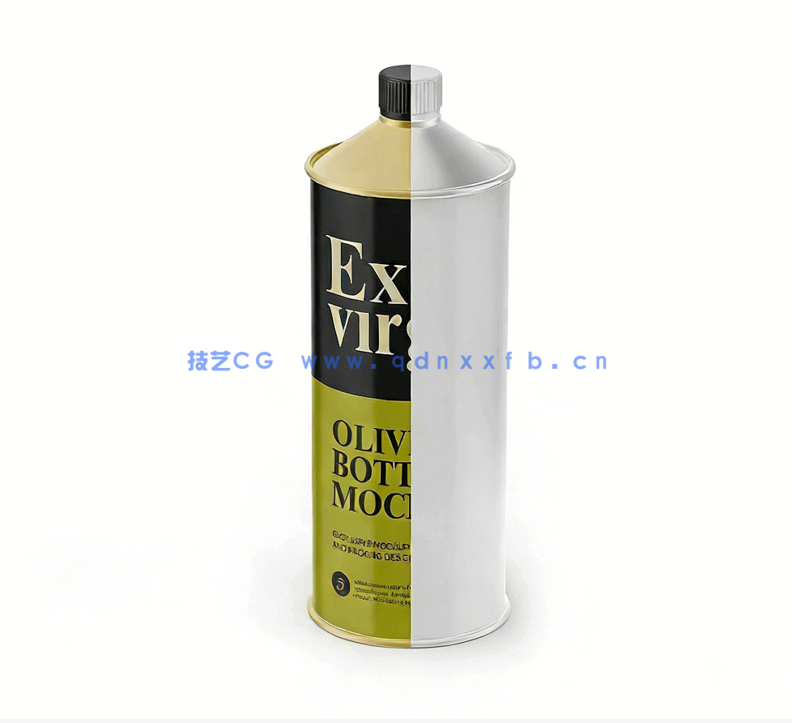 金属材质橄榄油圆柱形油桶PSD模板合集(图3)