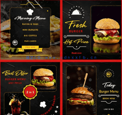 汉堡类快餐厅菜品菜单价格等元素设计PSD模板合集(图4)