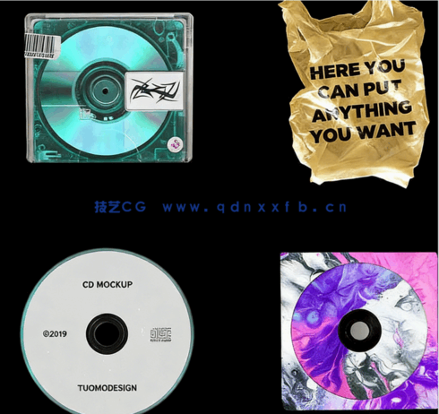上百组塑料贴纸DVD磁带等复古包装PSD模板合集(图2)