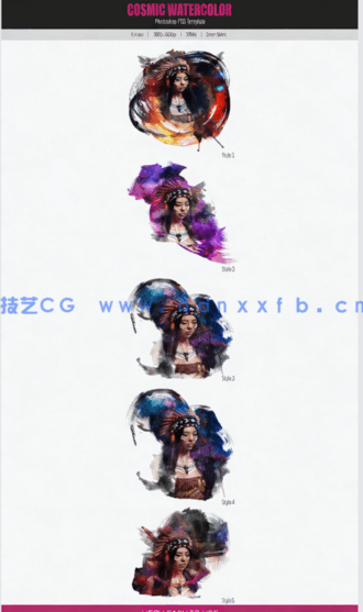 照片变水彩画艺术特效PSD模板(图2)