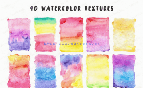 多彩甜美清新水墨晕染效果背景PSD模版(图2)