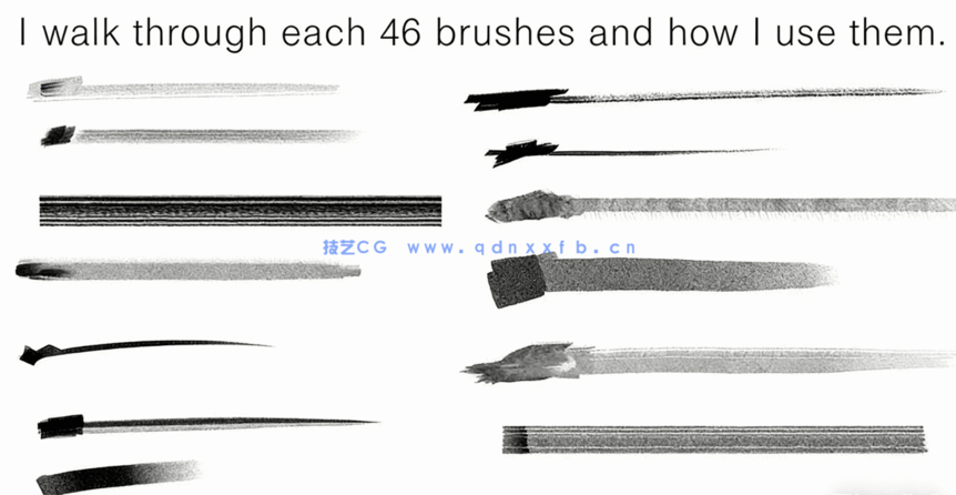 Flaptraps画师46组数字绘画自定义PS笔刷合集 附教程(图3)