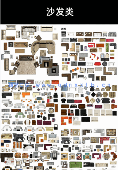 PS室内设计彩色平面图家装工装家具平面图块室内彩平图PSD素材(图2)
