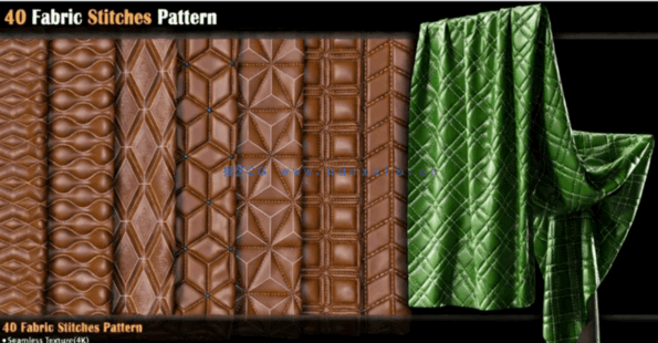  Artstation 40组Substance皮革织物针法图案材质预设(图3)