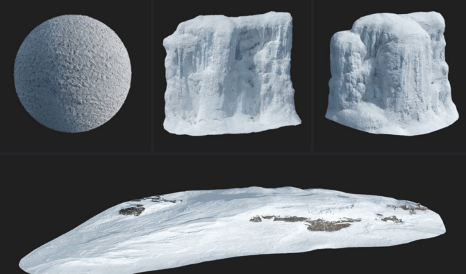 [建筑景观] Megascans北极冰雪自然雪地相关3D模型与材质合集(图2)