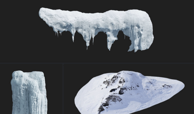 [建筑景观] Megascans北极冰雪自然雪地相关3D模型与材质合集(图4)