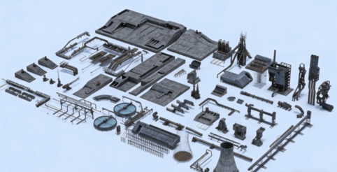 [建筑景观] 钢铁工厂石油炼厂等工业区环境场景3D模型合集 BMS出品(图2)