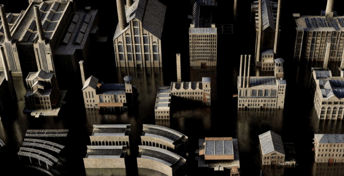 [建筑景观] 蒸汽朋克工业革命复古建筑场景3D模型(图2)