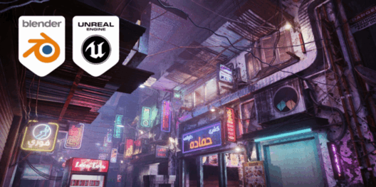 [建筑景观] 赛博朋克风格开罗街头小巷建筑环境场景3D模型(图1)