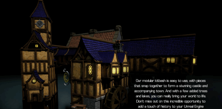 [建筑景观] 240组模块化Blender大型城堡城镇游戏环节场景3D模型(图3)