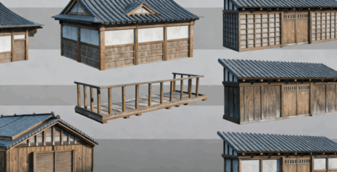 [建筑景观] 日本村庄完整建筑环境场景3D模型合集(图2)