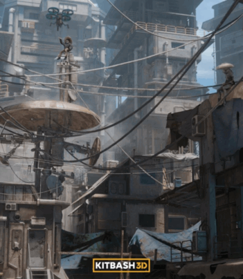 [建筑景观] 未来派贫民窟衰败废弃城市建筑场景3D模型合集(图1)