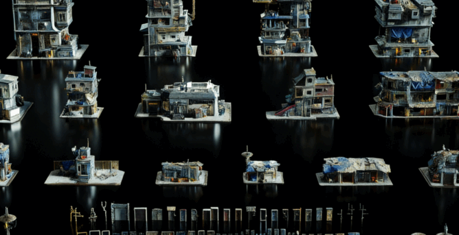 [建筑景观] 未来派贫民窟衰败废弃城市建筑场景3D模型合集(图3)