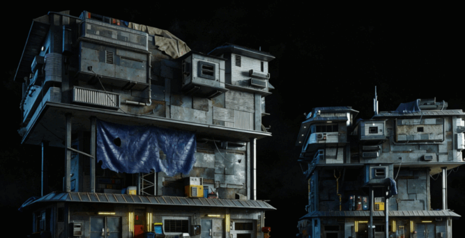 [建筑景观] 未来派贫民窟衰败废弃城市建筑场景3D模型合集(图6)