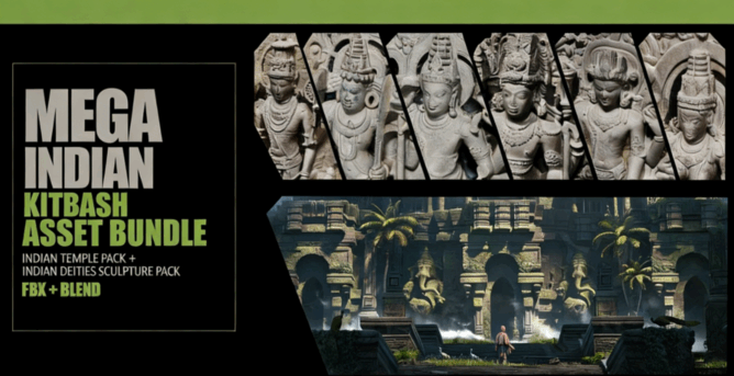 [建筑景观] 30组印度寺庙神像雕塑建筑景观3D模型合集(图1)
