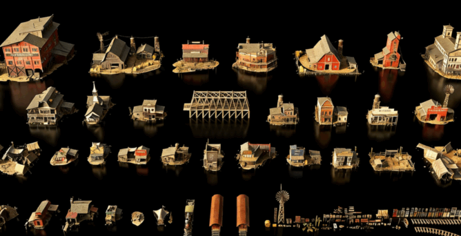 [建筑景观] 狂野西部小镇建筑环境场景3D模型合集(图2)