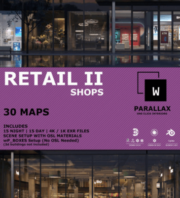 [建筑景观] 商店商场零售店相关建筑景观场景3D模型(图1)