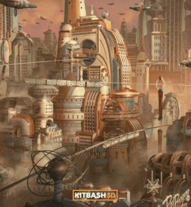 [建筑景观] 复古未来派原子朋克大都会相关建筑景观场景3D模型合集(图1)