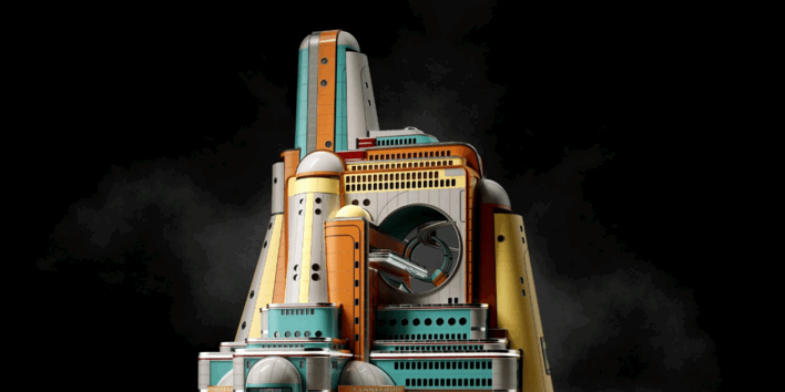 [建筑景观] 复古未来派原子朋克大都会相关建筑景观场景3D模型合集(图7)