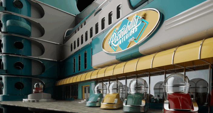 [建筑景观] 复古未来派原子朋克大都会相关建筑景观场景3D模型合集(图9)