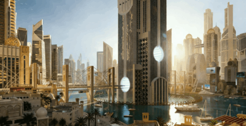 [建筑景观] 未来派中东绿洲城市建筑环境场景3D模型合集(图2)