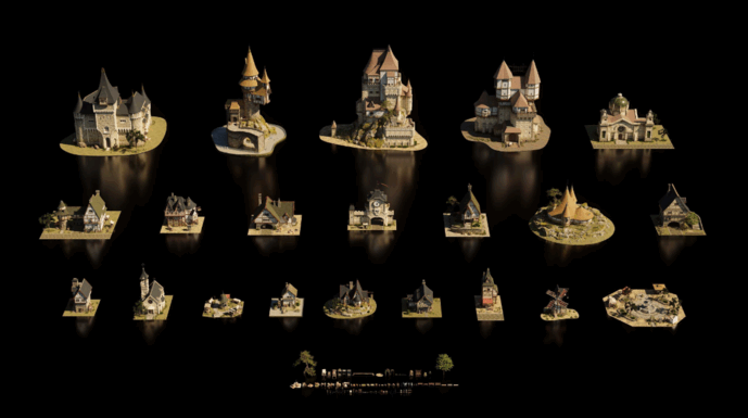 [建筑景观] 魔法城堡世界相关建筑景观场景3D模型合集(图5)