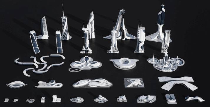 [建筑景观] 乌托邦新未来主义城市建筑景观3D模型合集(图3)