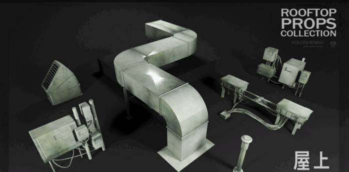 [建筑景观] 100组屋顶和外部模块化套件3D模型合集(图5)