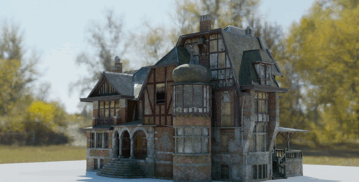 [建筑景观] 废弃豪宅房屋建筑高质量3D模型与纹理贴图(图2)