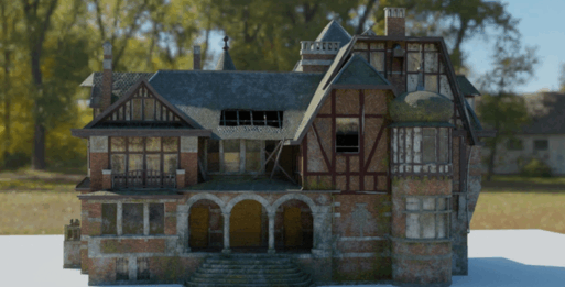 [建筑景观] 废弃豪宅房屋建筑高质量3D模型与纹理贴图(图4)