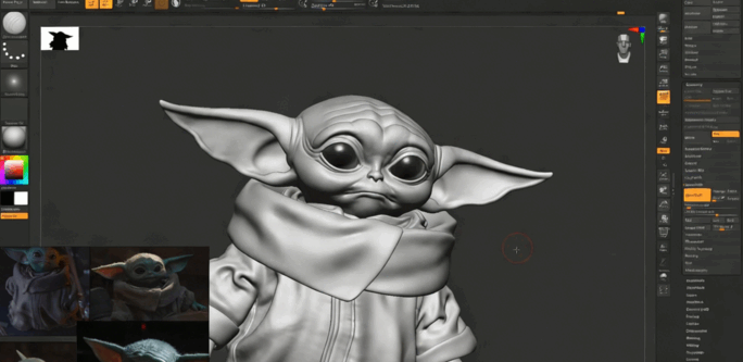 星球大战小尤达大师角色雕刻实例制作视频教程 (图2)