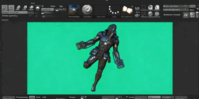 ZBrush未来派机甲人硬表面雕刻视频教程 (图4)