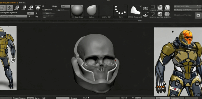 ZBrush未来派机甲人硬表面雕刻视频教程 (图3)