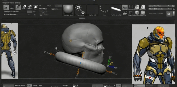 ZBrush未来派机甲人硬表面雕刻视频教程 (图5)