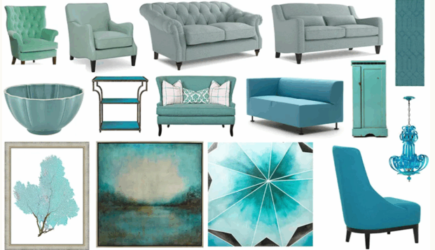 松石色系列家具灯饰布艺饰品等软装素材(图3)