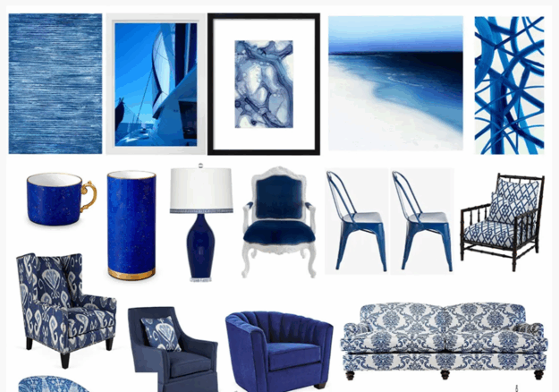 蓝色系列家具灯饰布艺饰品等软装素材(图1)