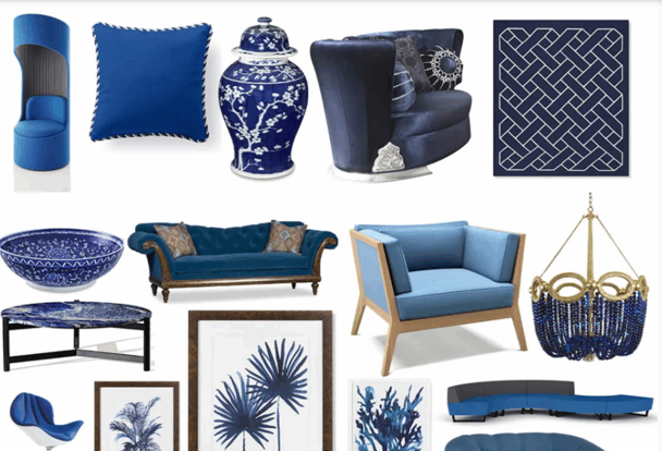 蓝色系列家具灯饰布艺饰品等软装素材(图3)