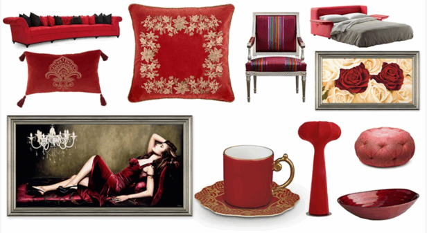 红色系列家具灯饰布艺饰品等软装素材(图2)
