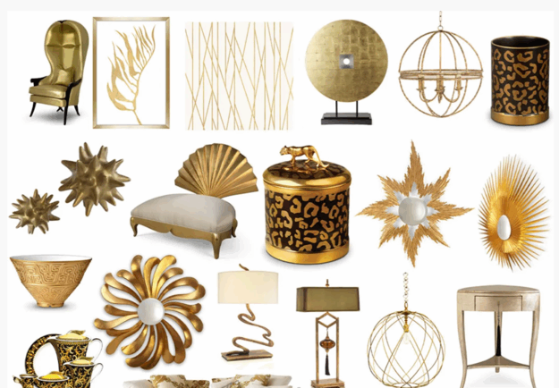 金色系列家具灯饰布艺饰品等软装素材(图1)