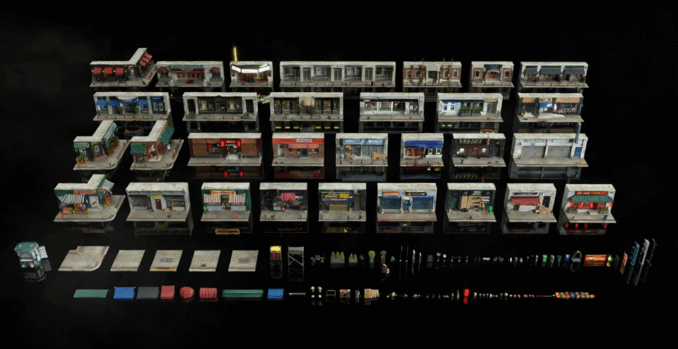 大量C4D城市餐厅银行商铺杂货店剧院博物馆建筑模型合集包(图2)