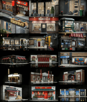 大量C4D城市餐厅银行商铺杂货店剧院博物馆建筑模型合集包(图4)