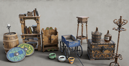 [家具模型] 中世纪复古科幻走廊家具道具室内设计3D模型合集(图6)