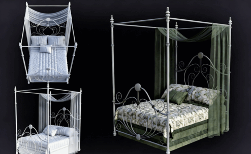 [家具模型] 复古豪华天蓬床3D模型合集(图3)