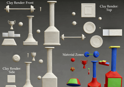 [家具模型] 运动和歌唱类金银铜三种材质闪亮人物或物品奖杯3D模型合集(图1)