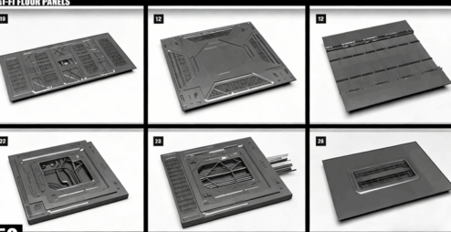 [家具模型] 50组高质量科幻金属质感地板地面3D模型合集(图2)